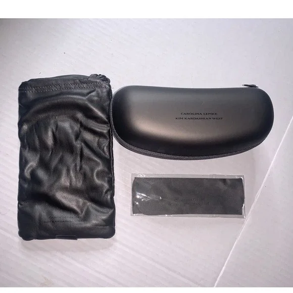 Carolina Lemke X Kim Kardashian West Black Shield Sunglasses - Picture 3 of 7